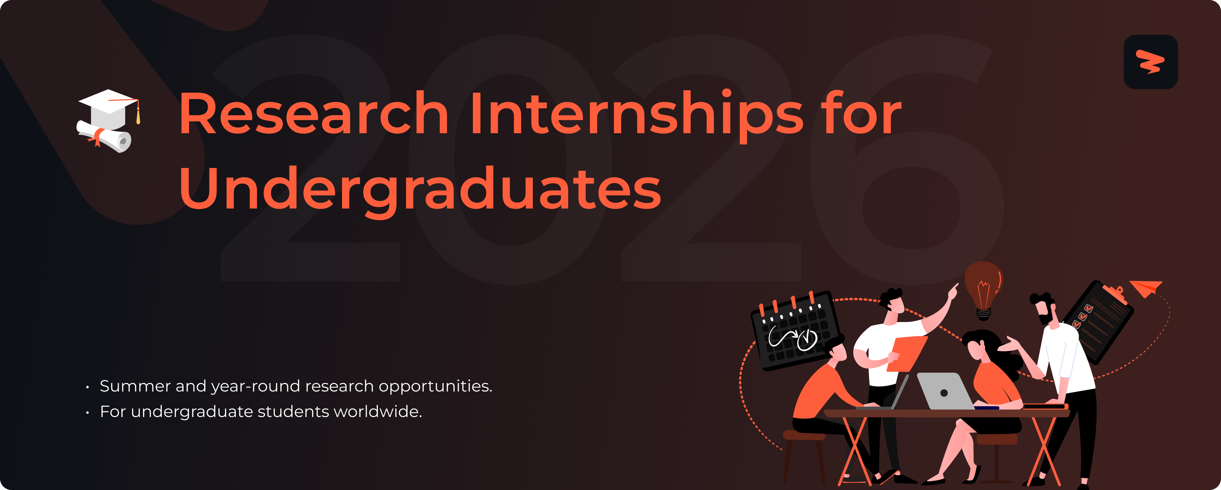 Research Internships for Undergraduates - Illustration of people collaborating.