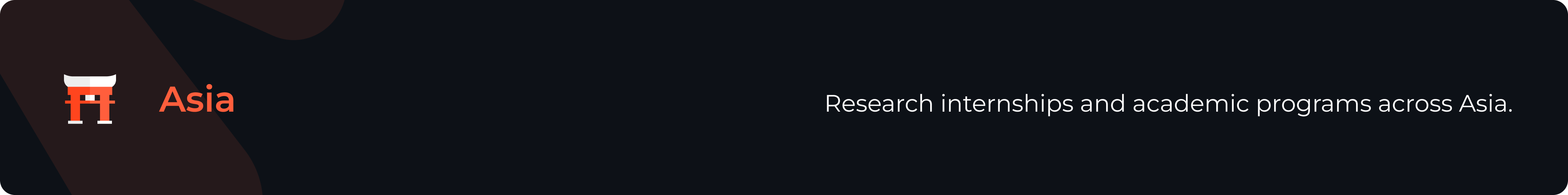 Research internships and academic programs across Asia.