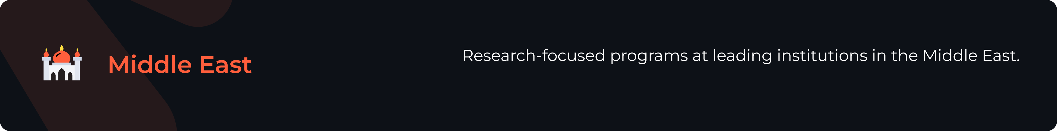Research-focused programs at leading institutions in the Middle East.