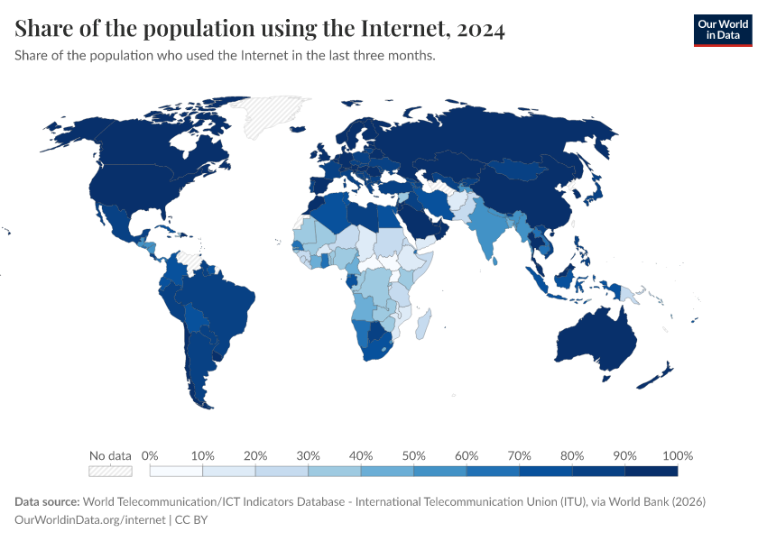 A thumbnail of the "Share of the population using the Internet" chart